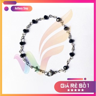 Chuỗi lắc Mân Côi phale inox không rỉ đá đen 3ly, chuỗi mân Côi đeo tay