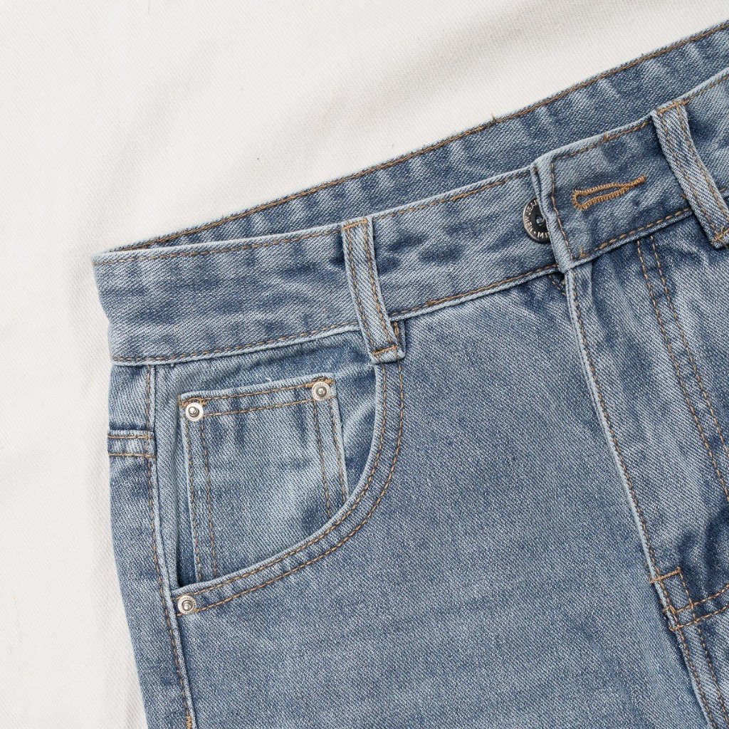 Quần Jean Nữ Ống Suông Lưng Cao Màu Xanh Nhạt Thời Trang Kiểu Dáng Trơn