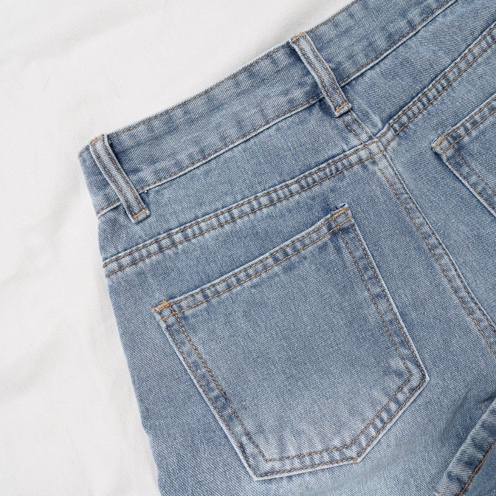 Quần Jean Nữ Ống Suông Lưng Cao Màu Xanh Nhạt Thời Trang Kiểu Dáng Trơn