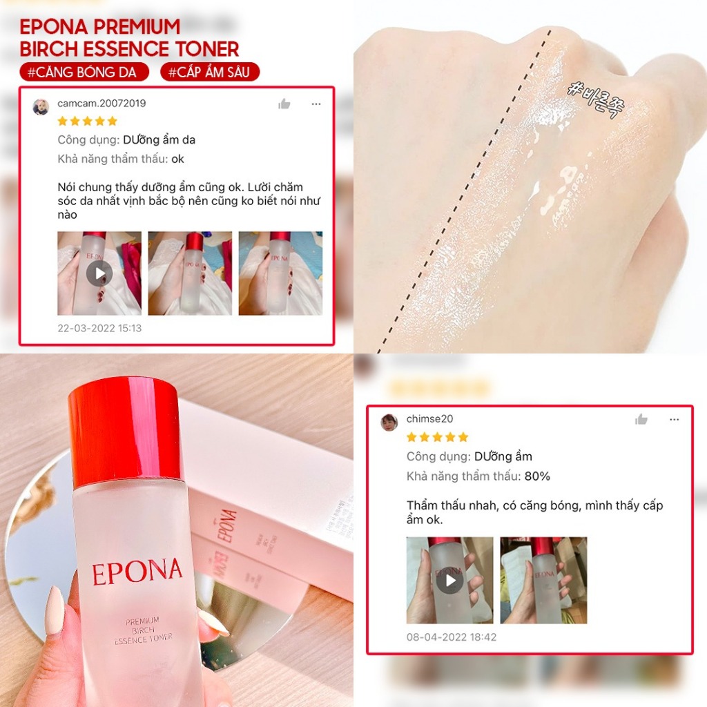 Tinh Chất Căng Bóng, Phủ Sáng Làn Da Epona Premium Birch Essence Toner 150ml (Date 3.2024)