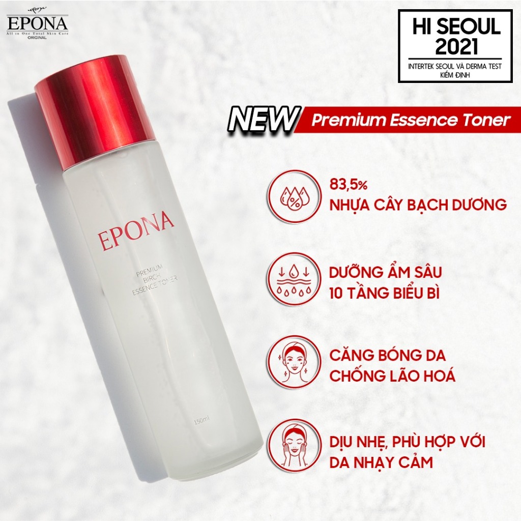 Tinh Chất Căng Bóng, Phủ Sáng Làn Da Epona Premium Birch Essence Toner 150ml (Date 3.2024)