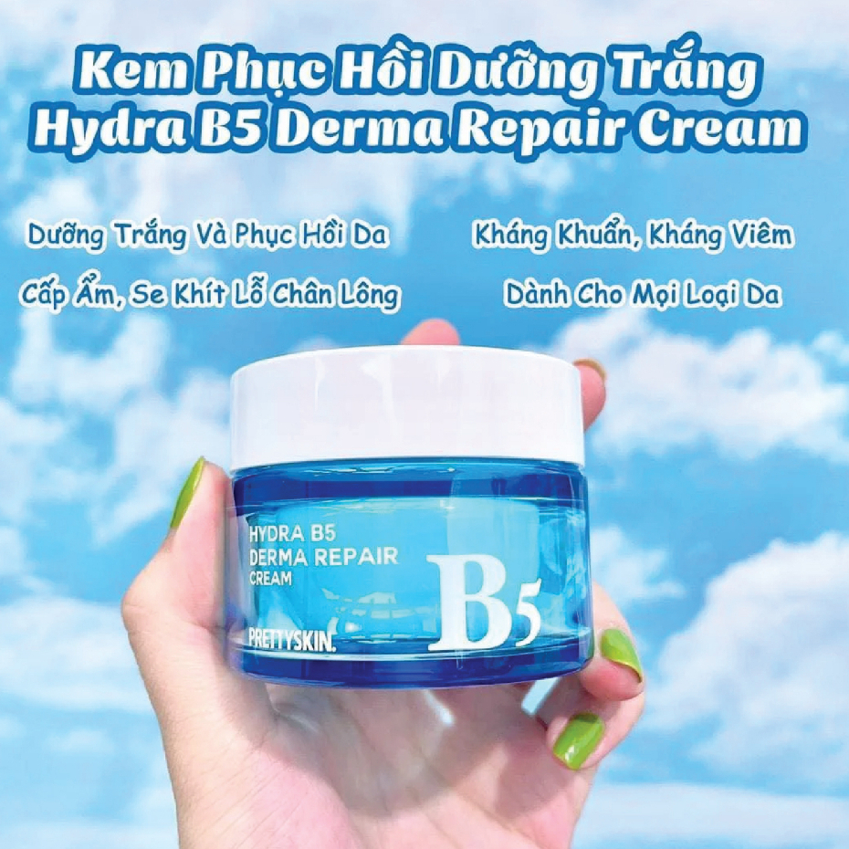Kem Dưỡng Prettyskin Phục Hồi Dưỡng Trắng Hydra B5 Derna Repair Cream , Rau Má The Pure Jeju Cica
