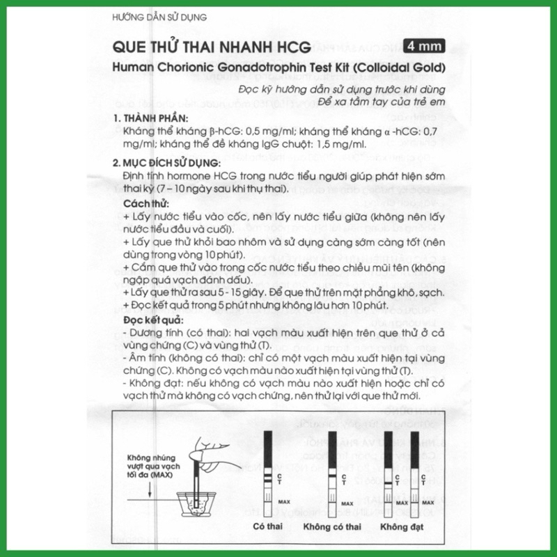 Que Thử Thai Bản Lớn 4mm Allisa Chính Hãng Traphaco - Hộp 1 Test