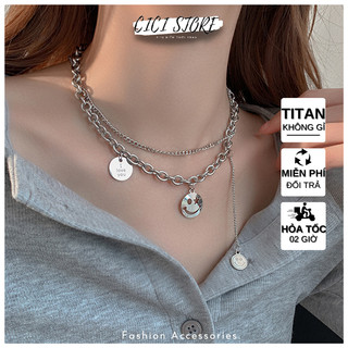Dây Chuyền Mặt Cười Thép Titan Hai Lớp Unisex Cho Cả Nam Và Nữ