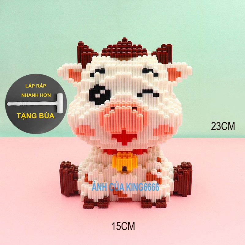Xếp hình le.go bò sữa ngồi cỡ lớn size to 23cm đồ chơi xếp hình nano 3d cho bé chuẩn mẫu có sẵn
