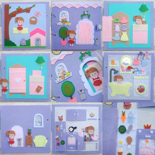 Sách vải Nhà búp bê (Hình thật 100%) - Đồ chơi sách vải Handmade cho bé - Sách vải Tương tác - Đồ chơi Nhà Búp bê Mini