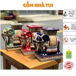 Đôn voi mini bằng gốm sứ Nam Bộ Cao 25cm Decor Trang Trí
