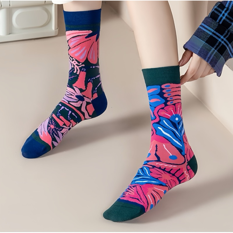 Vớ Họa Tiết Nghệ Thuật Chất Liệu 80% Cotton