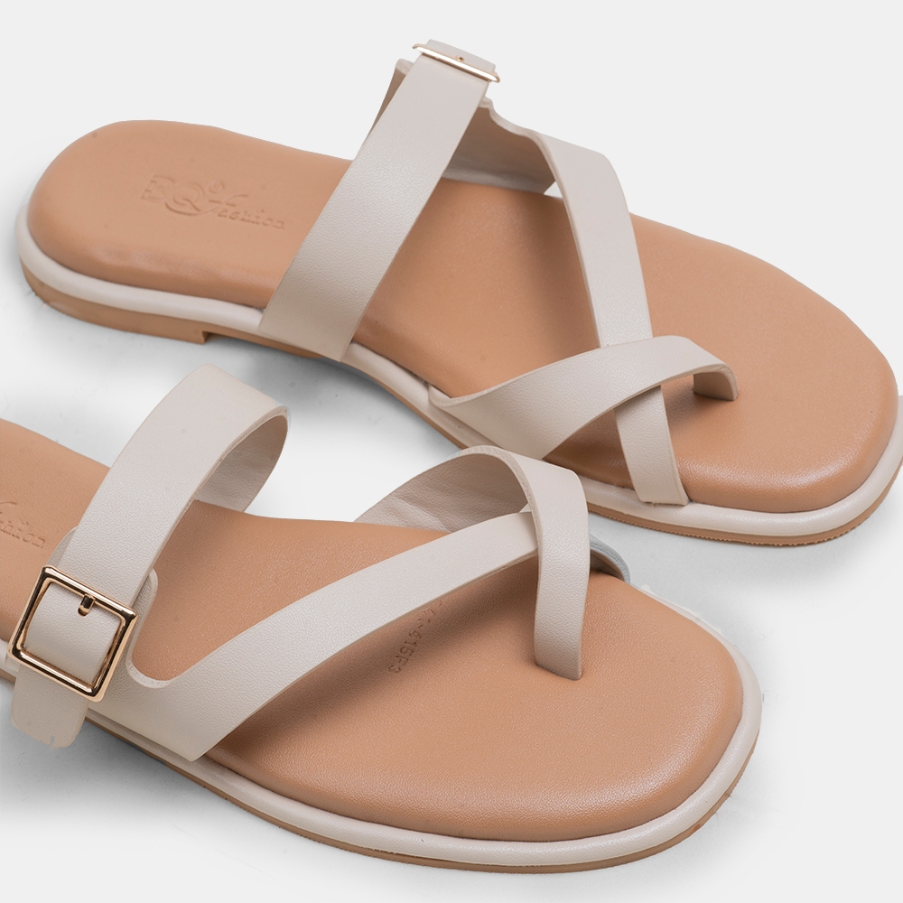 Dép sandal nữ đế bệt xỏ ngón quai ngang thời trang BQ D DT415