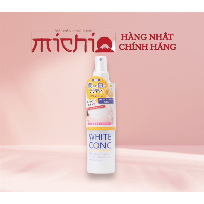 Xịt Dưỡng Trắng Da White Conc Body Lotion Vitamin C 245ml Nhật Bản chính hãng