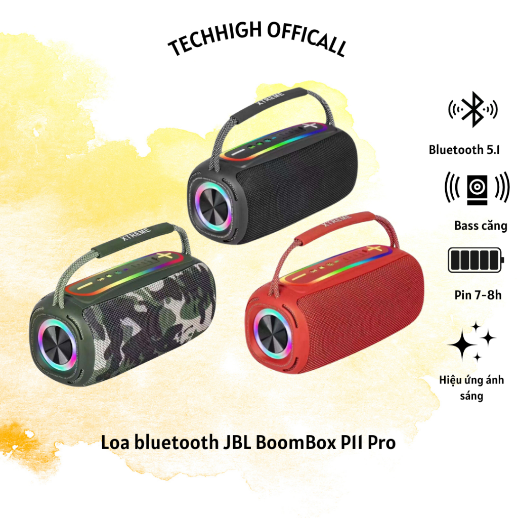 Loa bluetooth JBL BoomBox P11 Pro phiên bản 2023 độ đèn led cùng âm thanh bass căng công suất 20w  TECHHIGH  OFFICALL