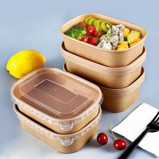 Hộp giấy kraft bento hình chữ nhật luôn nắp