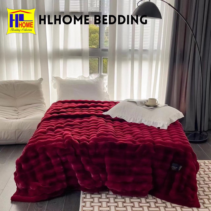 Chăn lông hồ ly sóng dệt Italy khổ 2m3 nặng 6kg tặng kèm túi da cao cấp chuẩn nhập