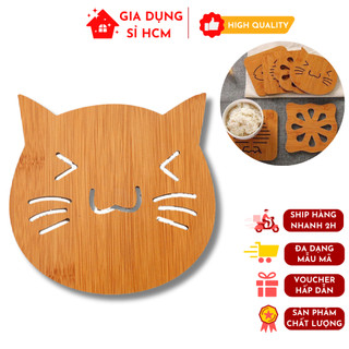 Miếng lót nồi cách nhiệt bằng gỗ ép hình ngộ nghĩnh - rế lót nồi, lót ly bằng gỗ thấm hút tốt