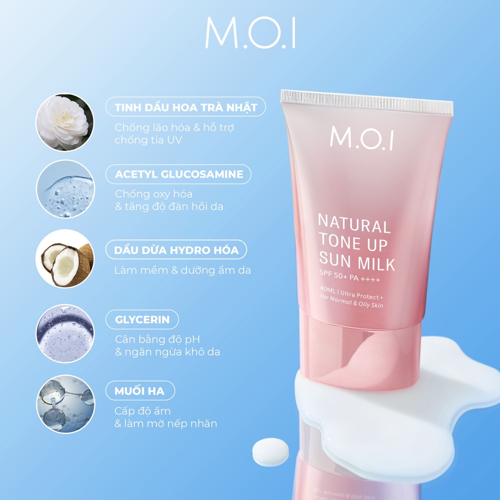 Kem chống nắng Nâng tông M.O.I Natural Tone Up Sun Milk Minisize 10ml