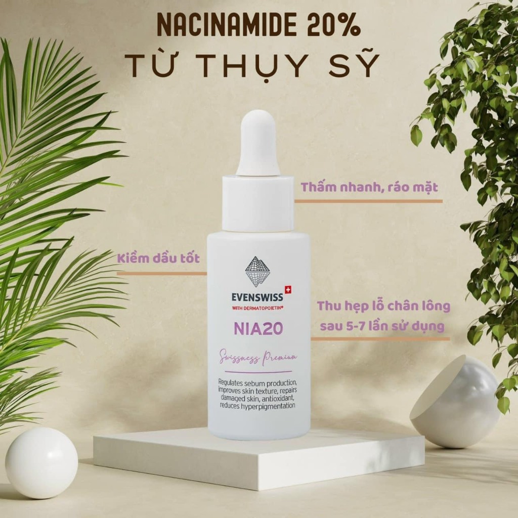 Serum sáng da se lỗ chân lông 𝐍𝐢𝐚 𝟐𝟎 𝐄𝐯𝐞𝐧𝐬𝐰𝐢𝐬𝐬 size 30ml.