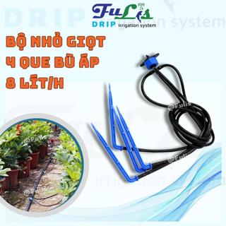 10 Bộ tưới NHỎ GIỌT 4 que MŨI TÊN bù áp 8l/h SILICON cho Vườn Hoa,Vườn Ươm, NHÀ KÍNH - Fulis