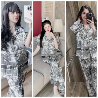 Đồ bộ mặc nhà họa tiết Rừng phong cách quảng châu - chất lụa xước Freesize