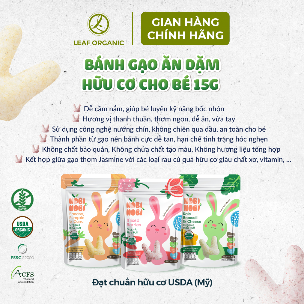 Bánh gạo ăn dặm hữu cơ Nobi Nobi 15g