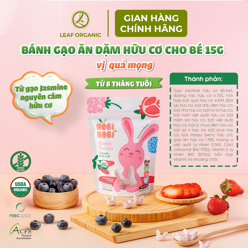 Bánh gạo ăn dặm hữu cơ Nobi Nobi 15g