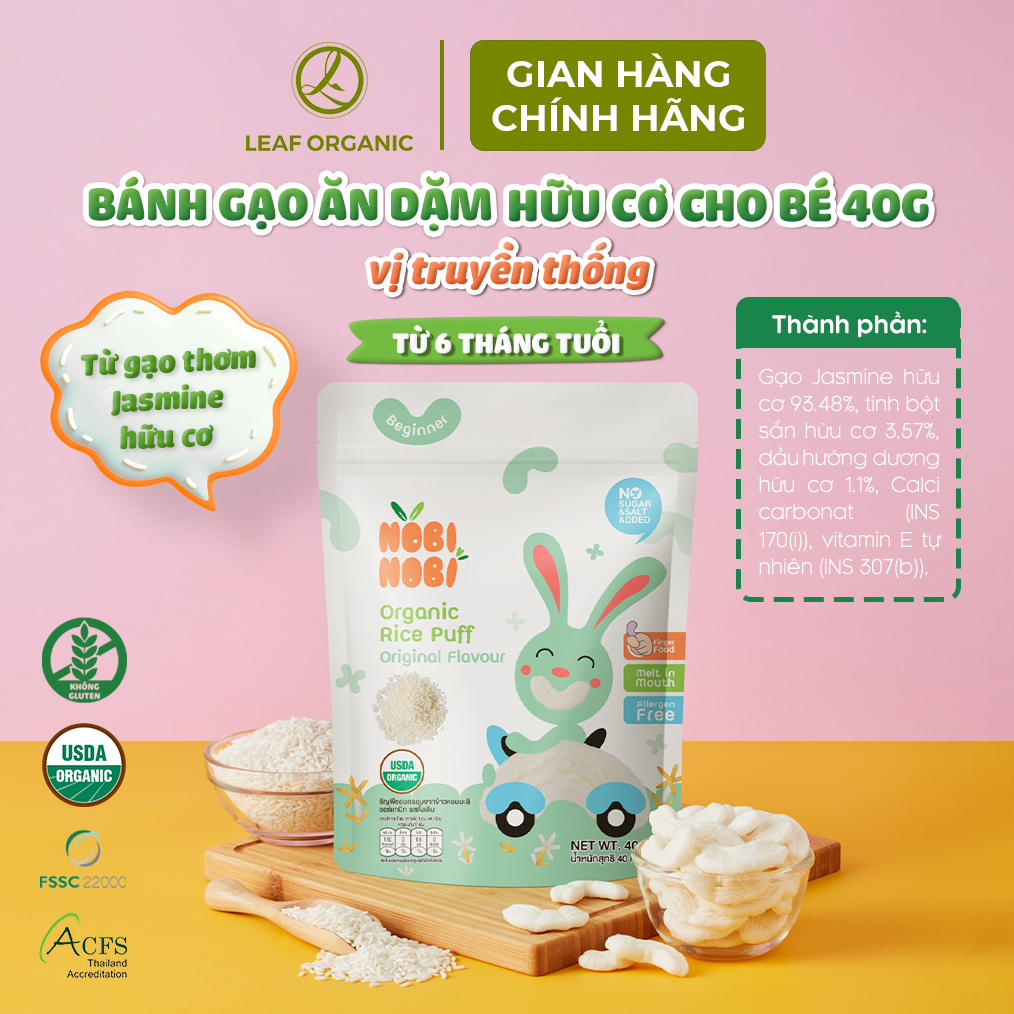 Bánh gạo ăn dặm hữu cơ Nobi Nobi 40g