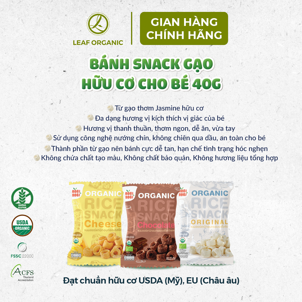 Bánh snack gạo hữu cơ Nobi Nobi 40g