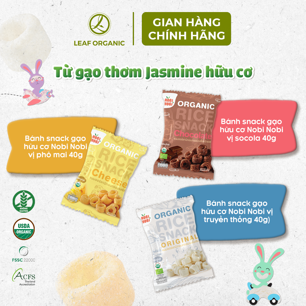 Bánh snack gạo hữu cơ Nobi Nobi 40g