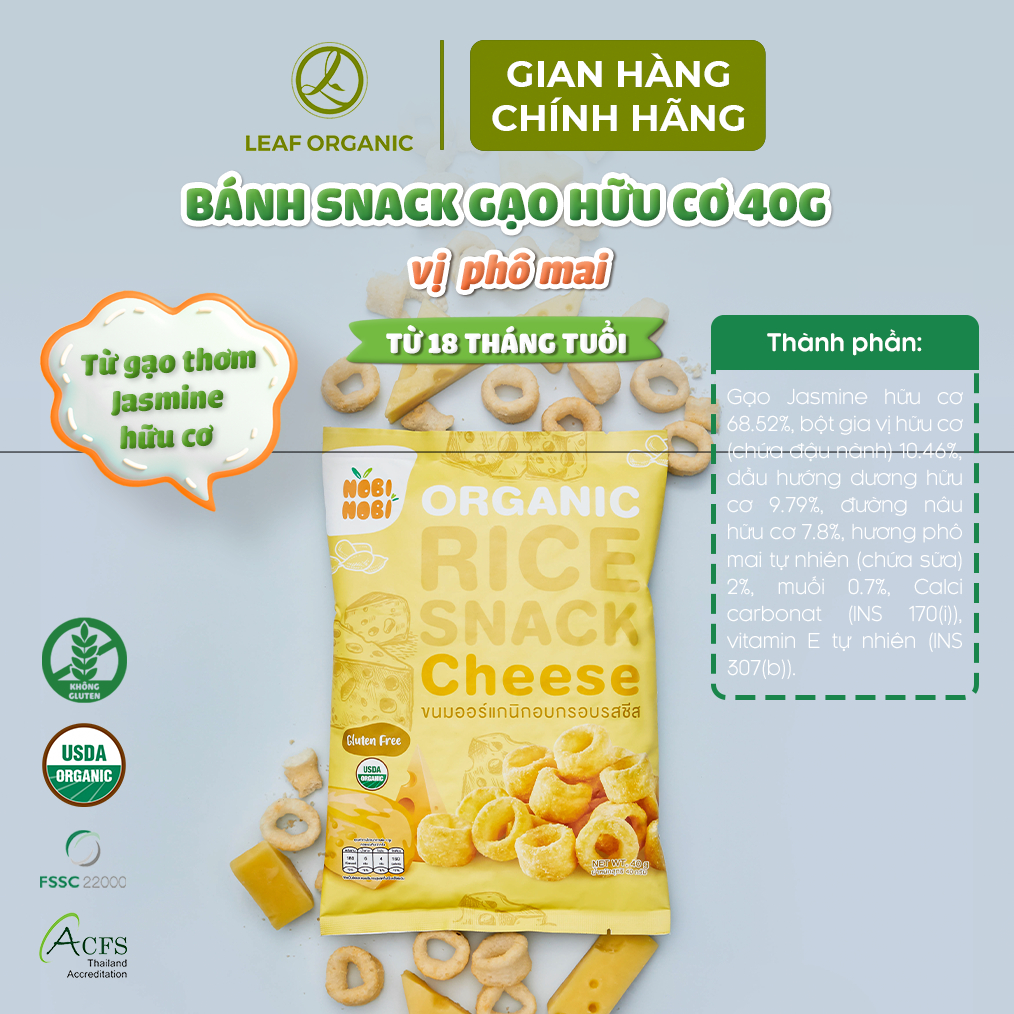 Bánh snack gạo hữu cơ Nobi Nobi 40g