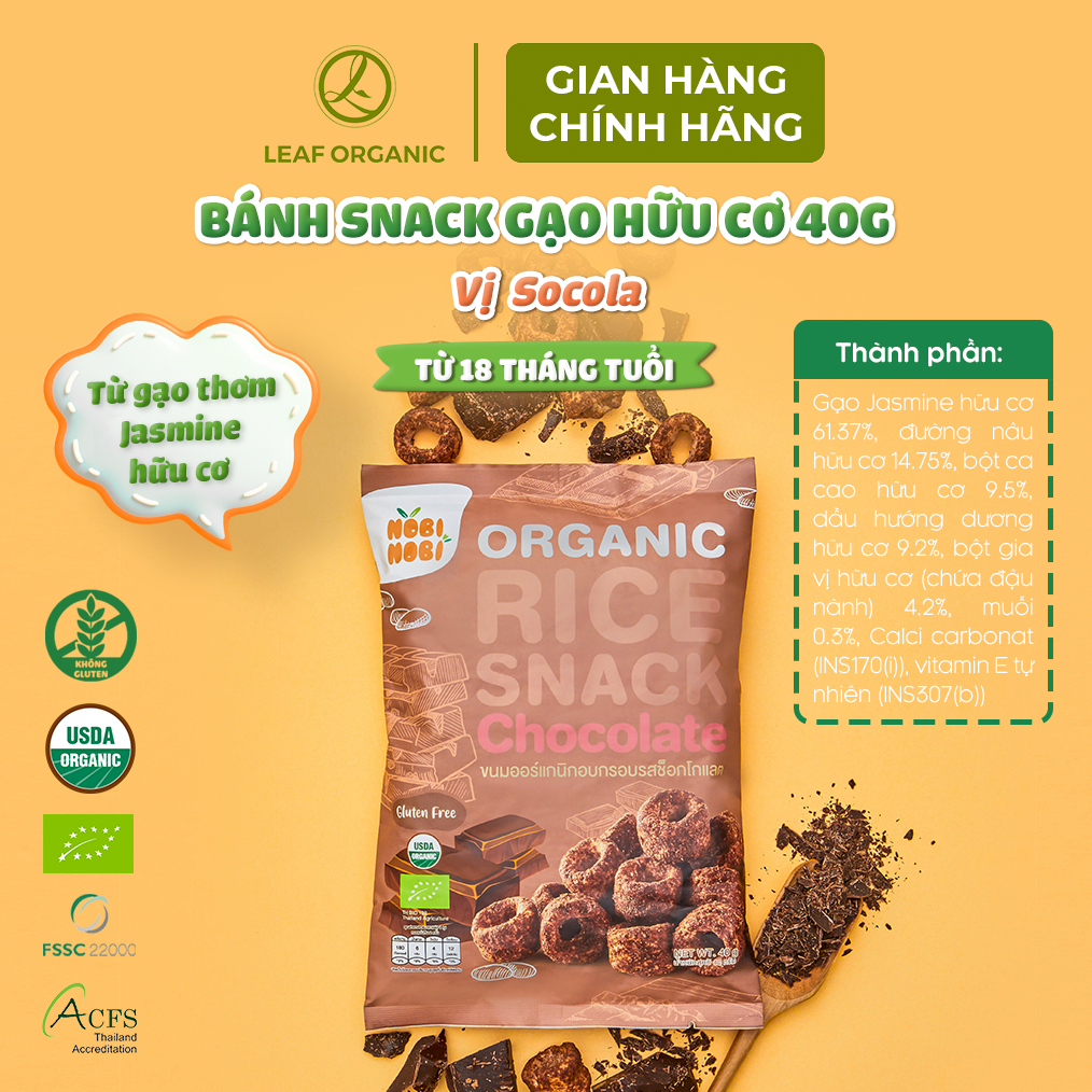 Bánh snack gạo hữu cơ Nobi Nobi 40g