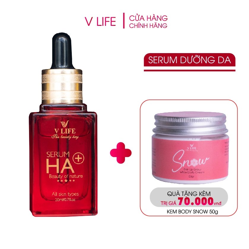 Serum dưỡng ẩm HA+ V LIFE cấp ẩm dưỡng da phục hồi cho da hư tổn 20ml