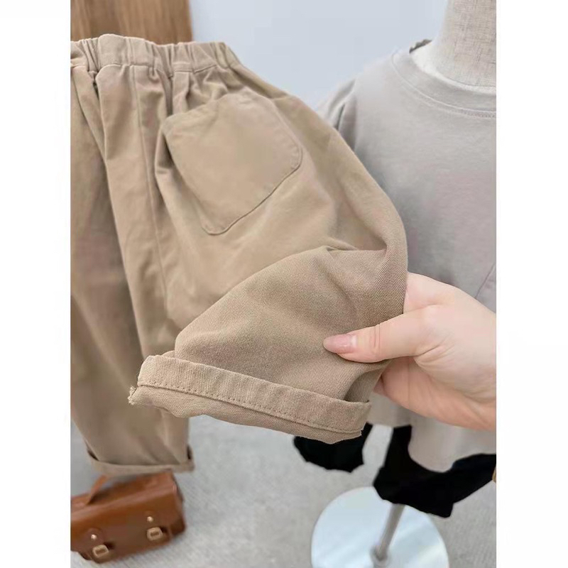 Quần dài vải kaki ống rộng phong cách hàn cho bé trai bé gái -Q14