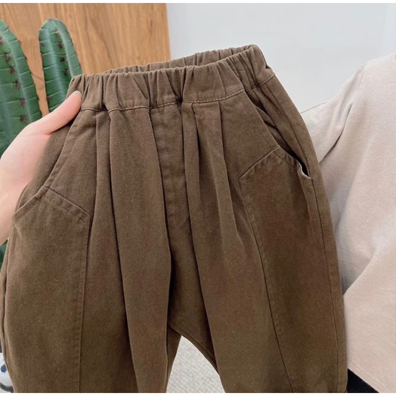 Quần dài vải kaki ống rộng phong cách hàn cho bé trai bé gái -Q14