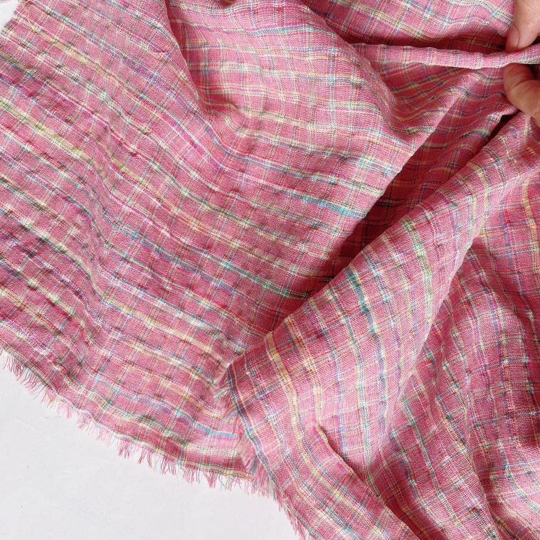 Vải thô cotton sọc cam hồng hot trend may đầm váy, bao gối, làm rèm cửa, decor