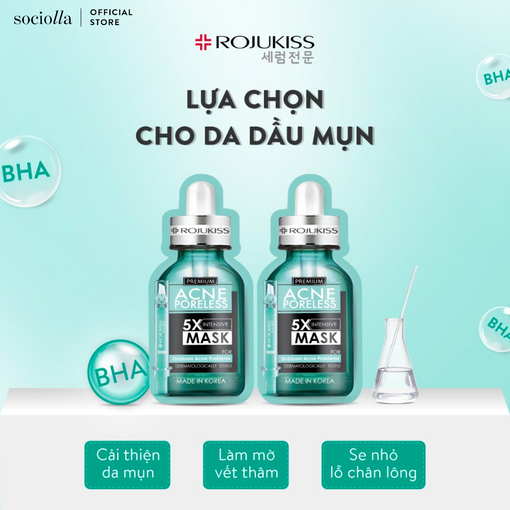 Mặt Nạ Giảm Lỗ Chân Lông & Ngăn Ngừa Mụn Rojukiss Gấp 5 Dưỡng Chất 25ml