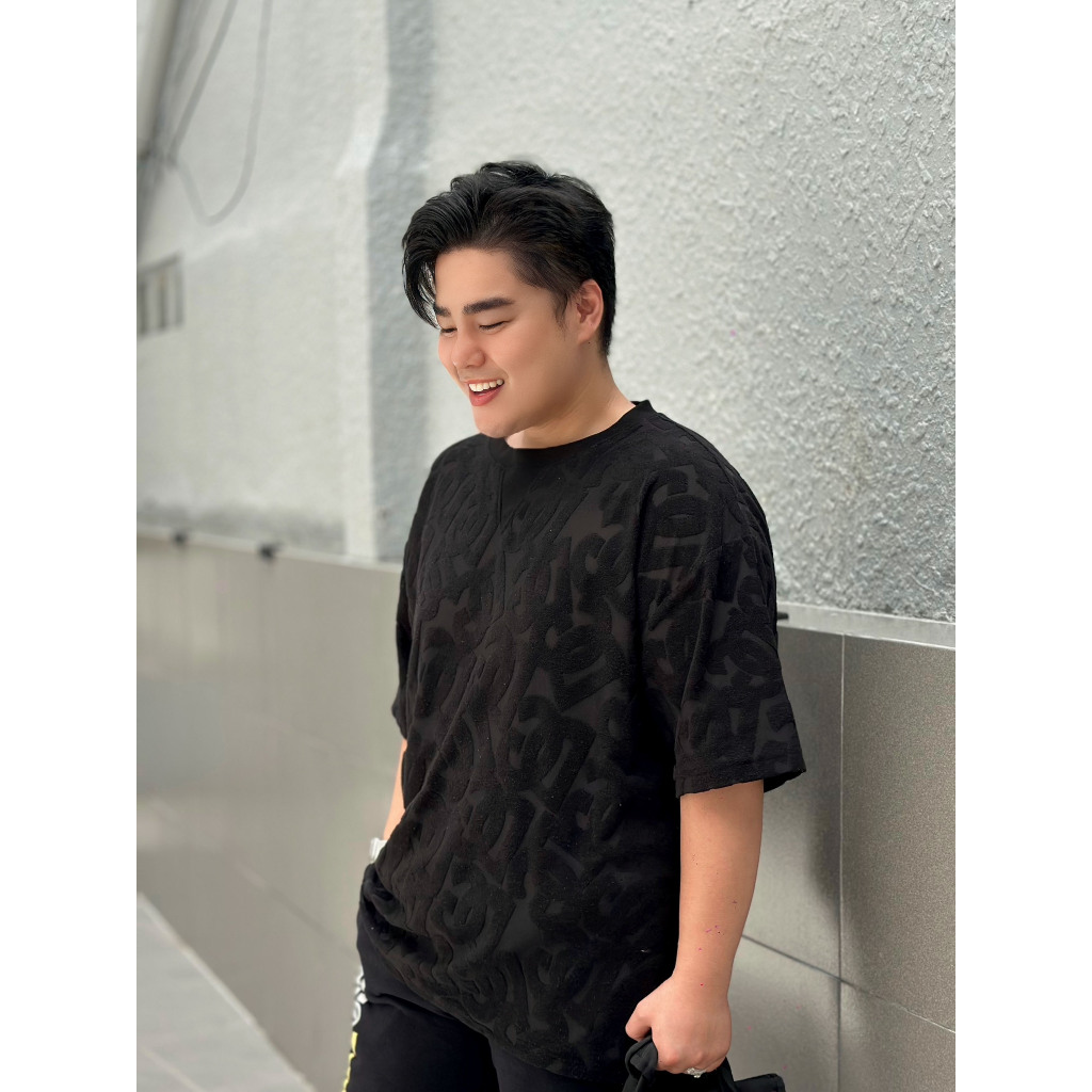 Áo thun họa tiết thời trang vải nhung nổi độc đáo bigsize nam < 140kg