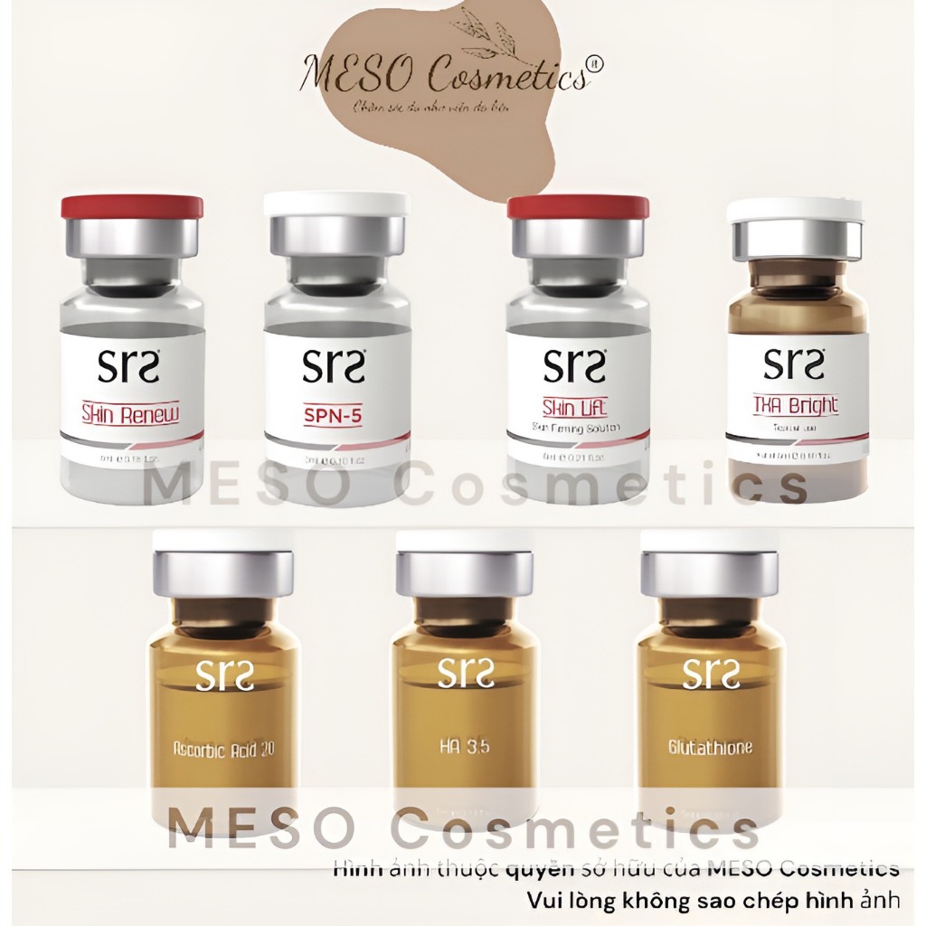 SRS MESO tinh chất dưỡng da chuyên sâu skin renew , TXA bright , Glutathion , acid 20 , Ha 3.5 , skin lift