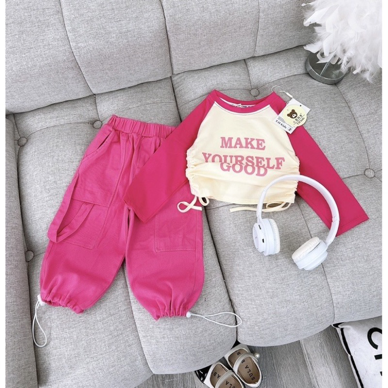 Set bộ in chữ dài tay cho bé gái 10-35kg