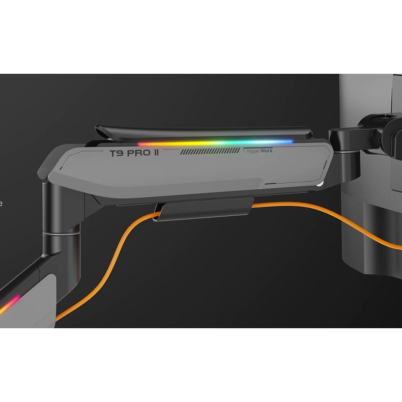 Tay ARM Giá đỡ Human Motion T9 Pro II RGB Màn hình 23-43inch Tải trọng 18Kg, Piston HumanForce 3.0