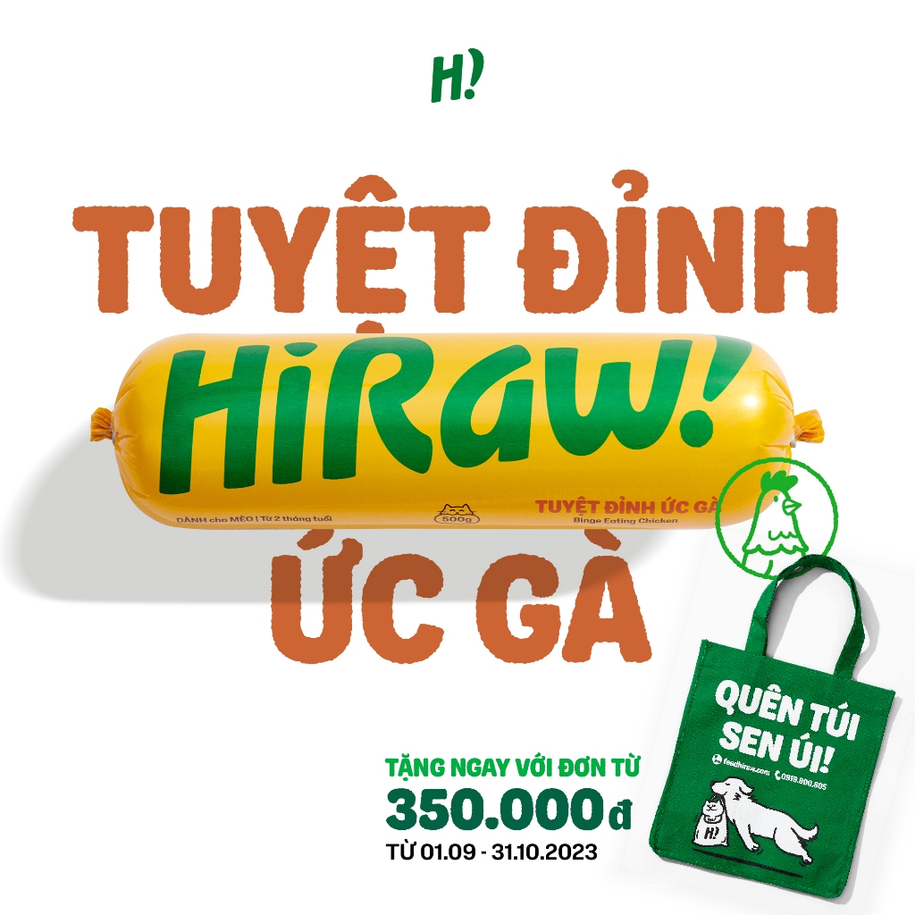 HI RAW! Raw Meat Cho Mèo Từ 2 Tháng Tuổi - Tuyệt Đỉnh Ức Gà 500G