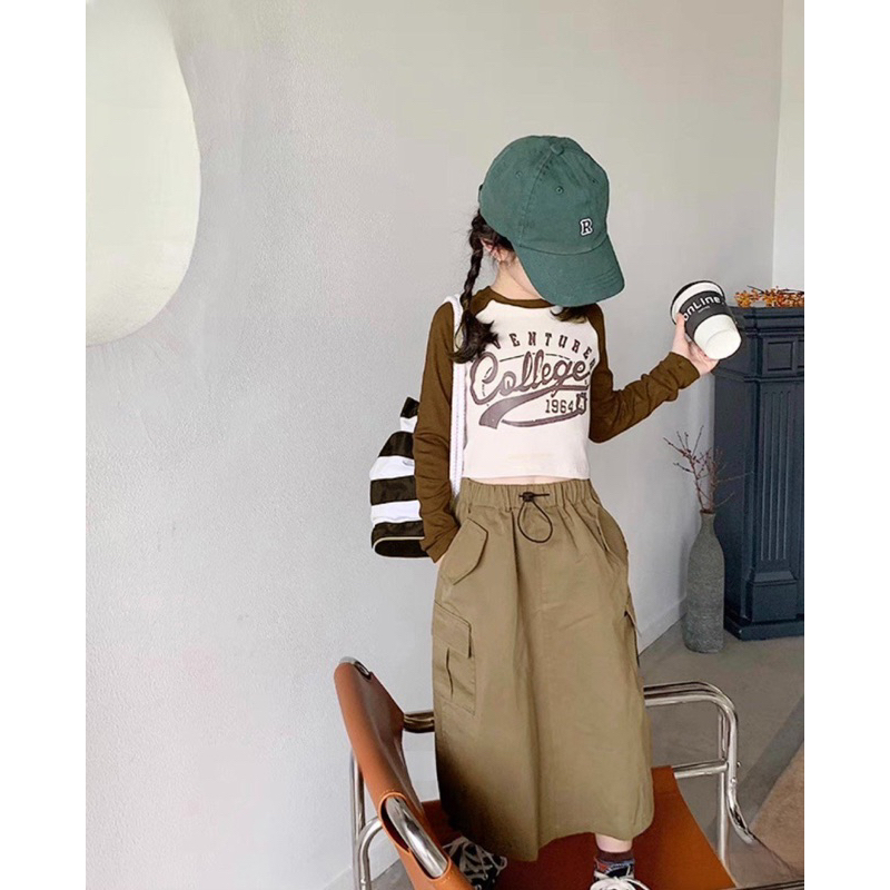 Yauakids - Set áo chân váy túi hộp nâu melisa