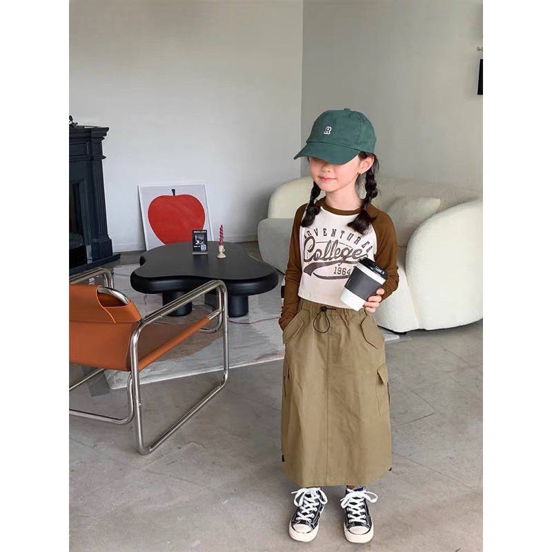 Yauakids - Set áo chân váy túi hộp nâu melisa