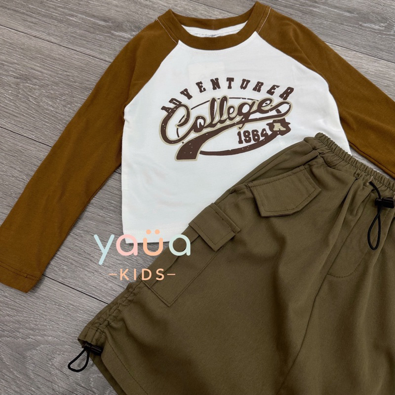 Yauakids - Set áo chân váy túi hộp nâu melisa