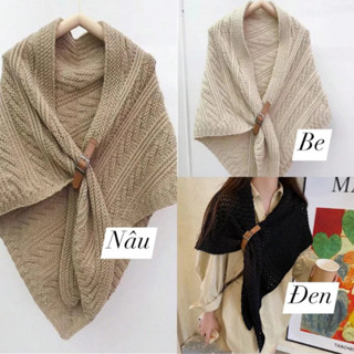  Khăn Choàng Tam Giác 2in1 vừa là khăn  áo choàng chất Len thừng cashmere phong cách Hàn Quốc 