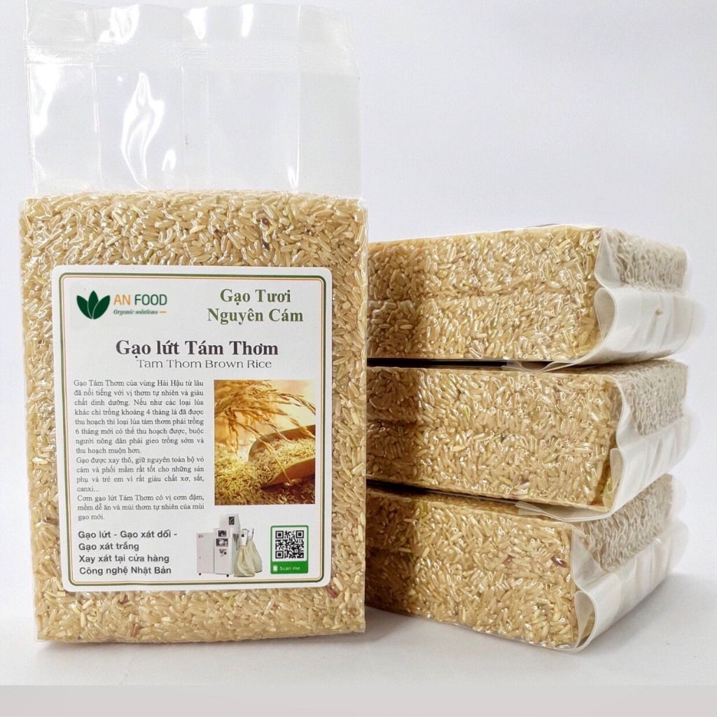 Gạo lứt tám thơm Anfood túi 1kg ăn kiêng, giảm cân.
