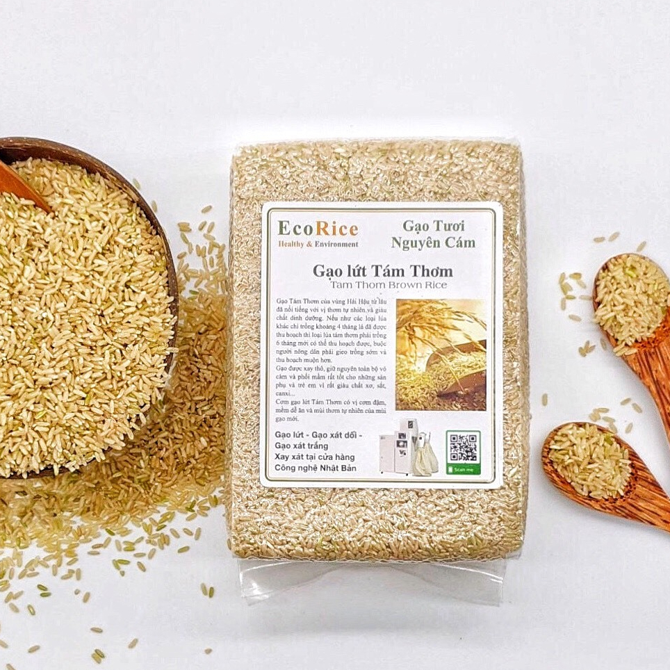 Gạo lứt tám thơm Anfood túi 1kg ăn kiêng, giảm cân.