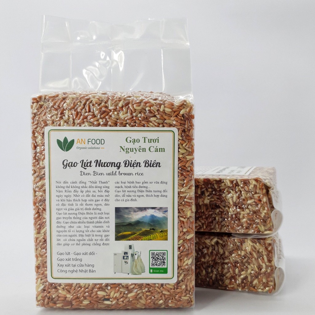 Gạo lứt nương Điện Biên Anfood túi 1kg, dẻo mềm thơm ngon