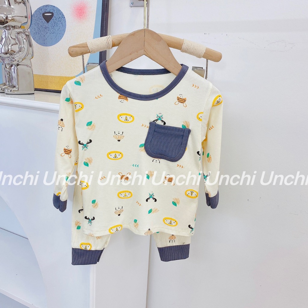 Bộ thun tăm dài tay thu đông họa tiết siêu xinh cho bé