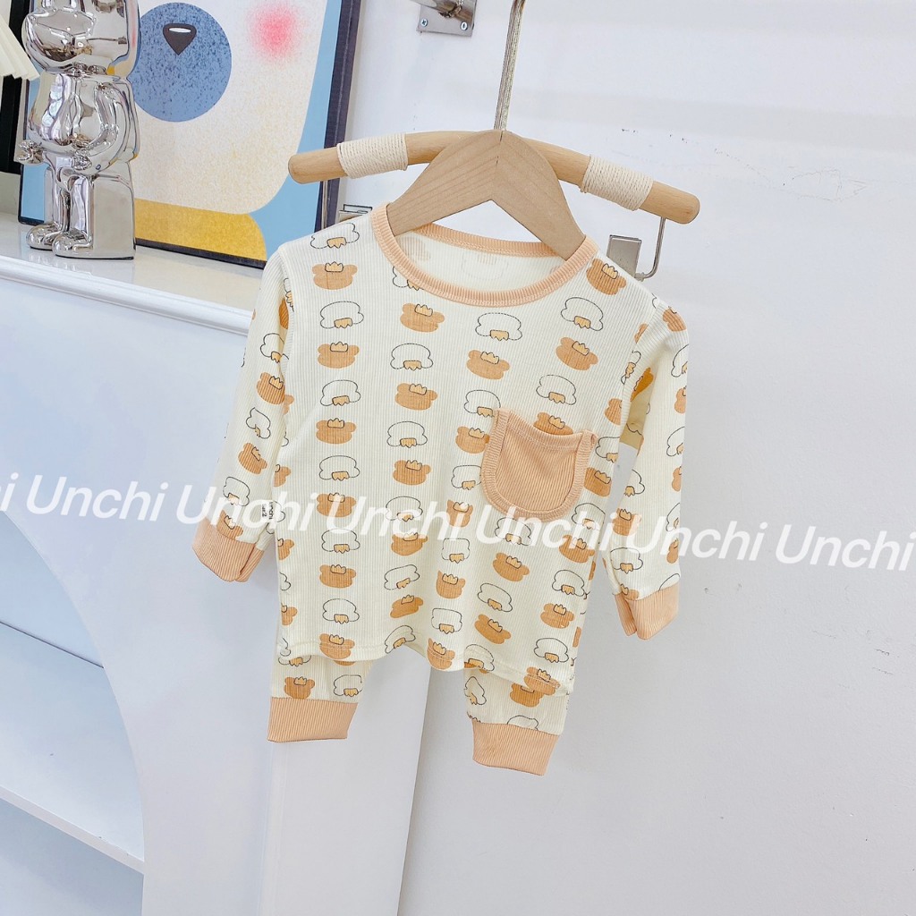 Bộ thun tăm dài tay thu đông họa tiết siêu xinh cho bé