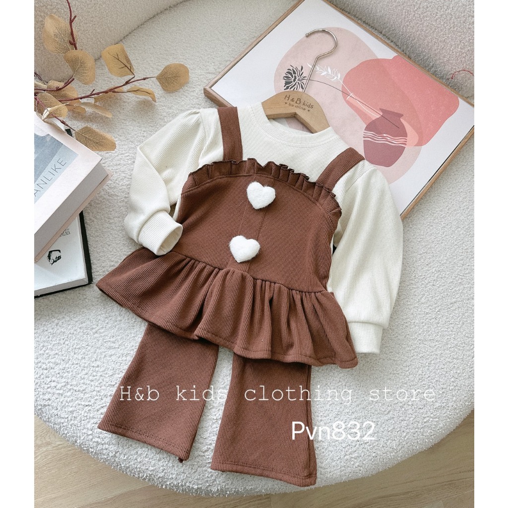 Set bộ cho bé gái, set Babydoll quần loe nhung tăm cực xinh cho bé gái