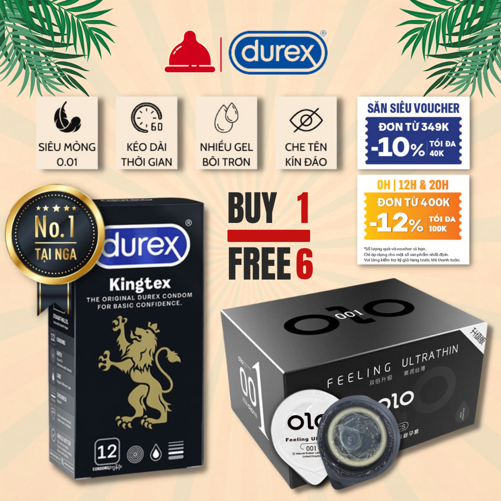 Bao cao su siêu mỏng nhiều gel bôi trơn gốc nước tăng khoái cảm, kéo dài thời gian - hộp 10 BCS (Shop bao cao su durex)